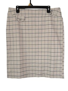 3/$20 Cato Tan & White Pencil Skirt with Black Windowpane Check